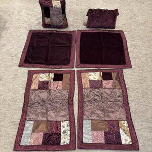 Purple Accent Pillow Set - 2 Pillows + 4 Shams - NEVER USED - Floral - Beaded